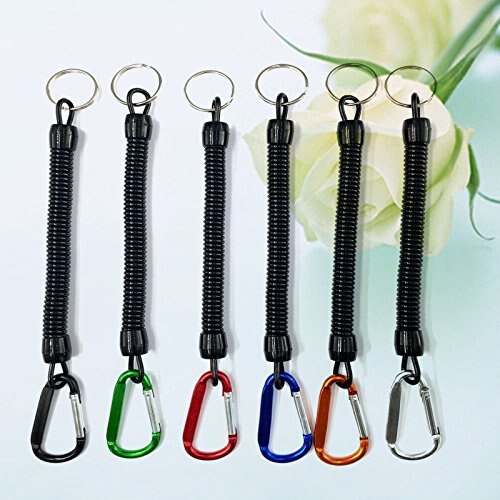 Carabiner retractable cell spring spring as outdoor unisex lobster buckle key rope solid ring mobile phone picture hook: 18 packs