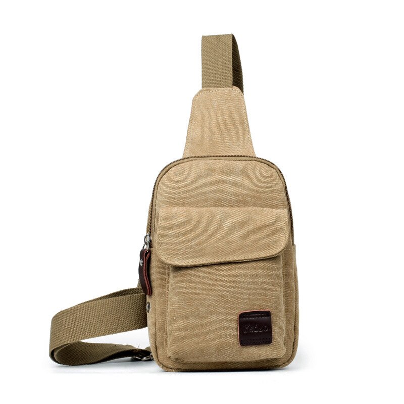 Crossbody Tassen Voor Mannen Korte Trip Sling Borst Bag Casual Messenger Bags Mannelijke Schoudertas Diagonaal Back Pack Bolsos: Canvas Khaki