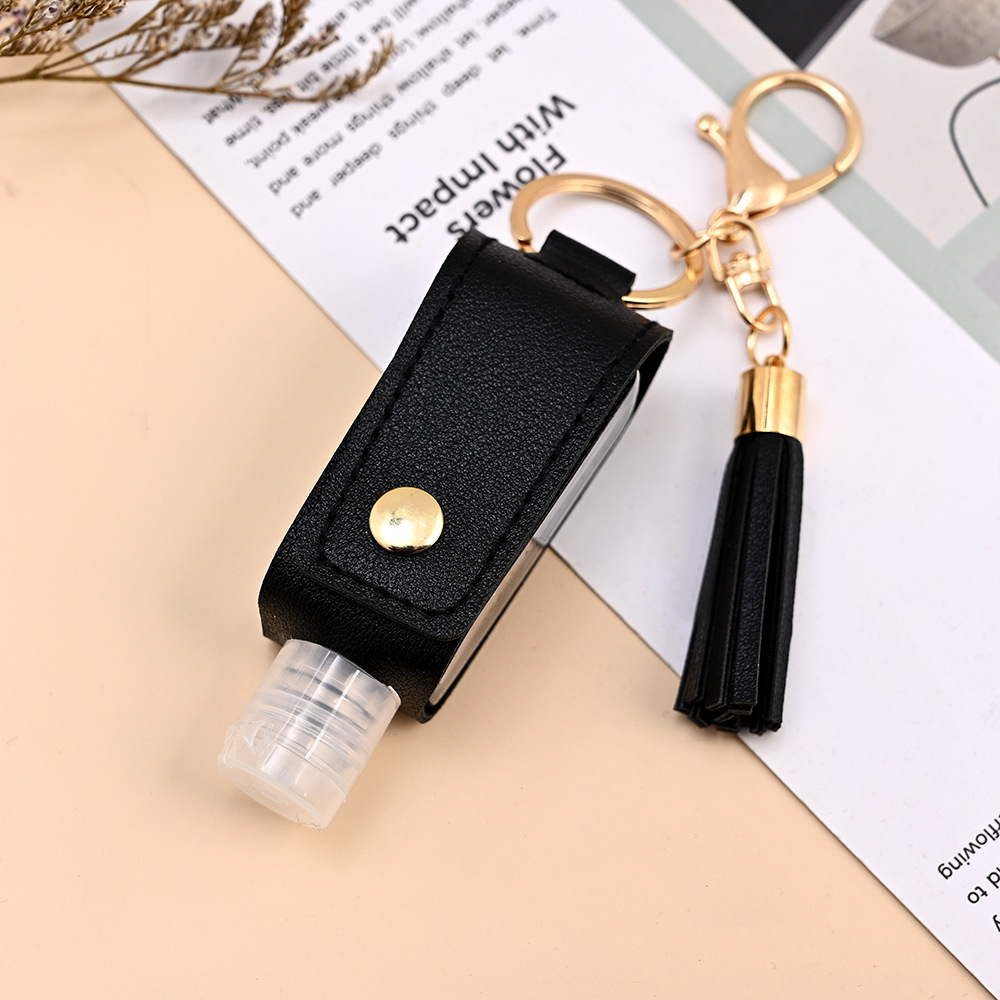 PU Keychain Men Women Solid Keyrings Wallet Covered Hasp Keys Wallets Organizer Holders Storage Bag: black