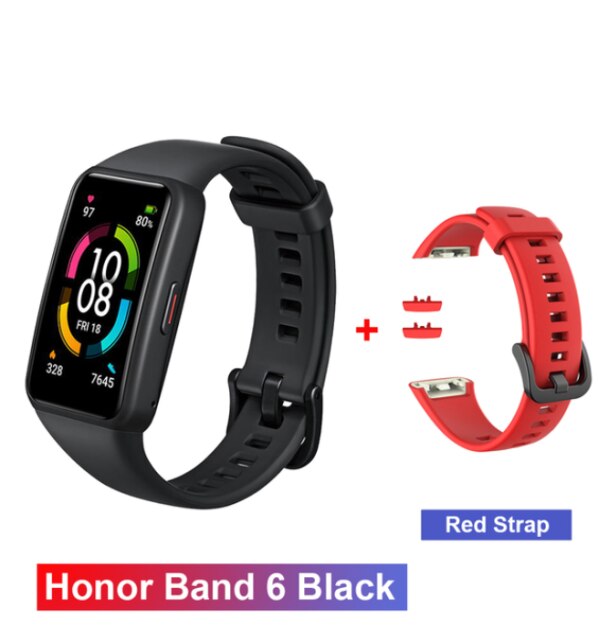 Original Honor Band 6 Multi-Language 1.47&quot; Full Screen SmartWristband Swimming Waterproof Touchscreen Heart Rate Monitoring: add Red strap