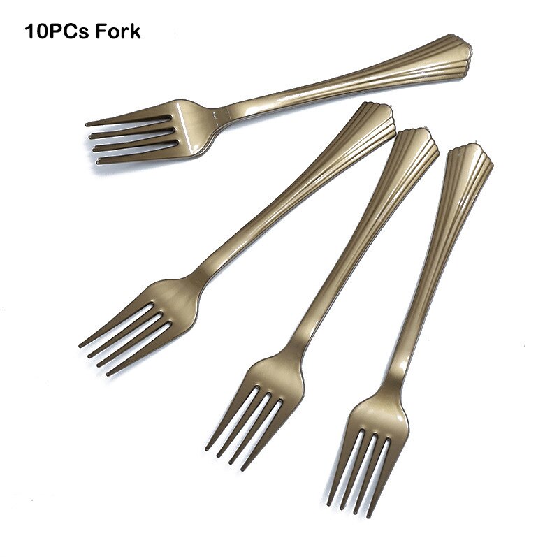 Set roségouden feestdecoraties, ballonnen, kwastjes, folie, franjes, gordijnen, tafellopers, linten voor een bruidsdouche, babyshowerfeestje: 10 stuks vork