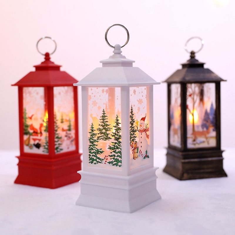 Kerst Mini Lantaarns Led Thee Kaarsen Lamp Kerst Desktop Decoraties voor Thuis Led Light Xmas Boom Kandelaar Decor