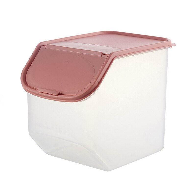 Dried Food Storage Sealed Box With Measuring Cup Plastic Kitchen Cereal Flour Rice Bin Bean Grain Container Organizer: Pink / S