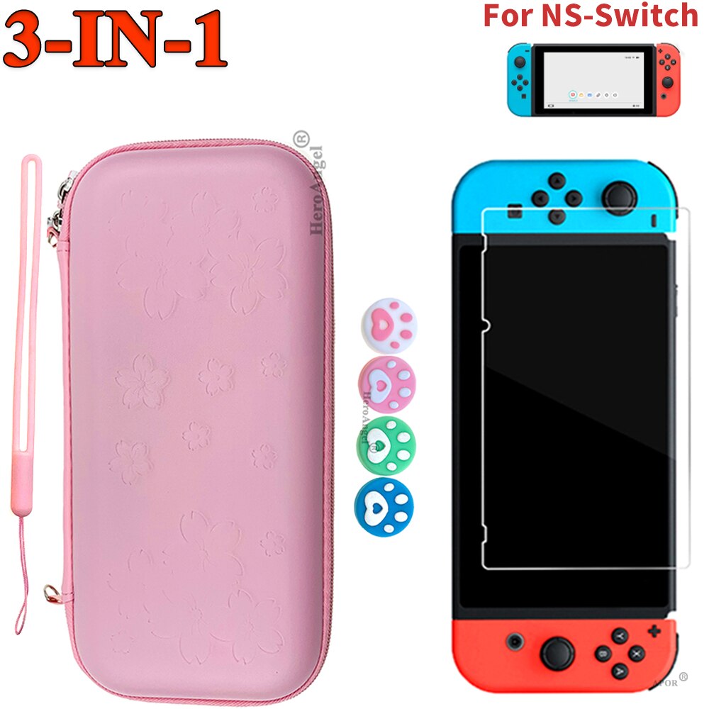 7 IN 1 Sakura custodia IN PU rosa per Nintendo Switch / Lite custodia da viaggio custodia IN pelle per Nintendo Switch accessori protettivi: switch 3IN1 Pink bag