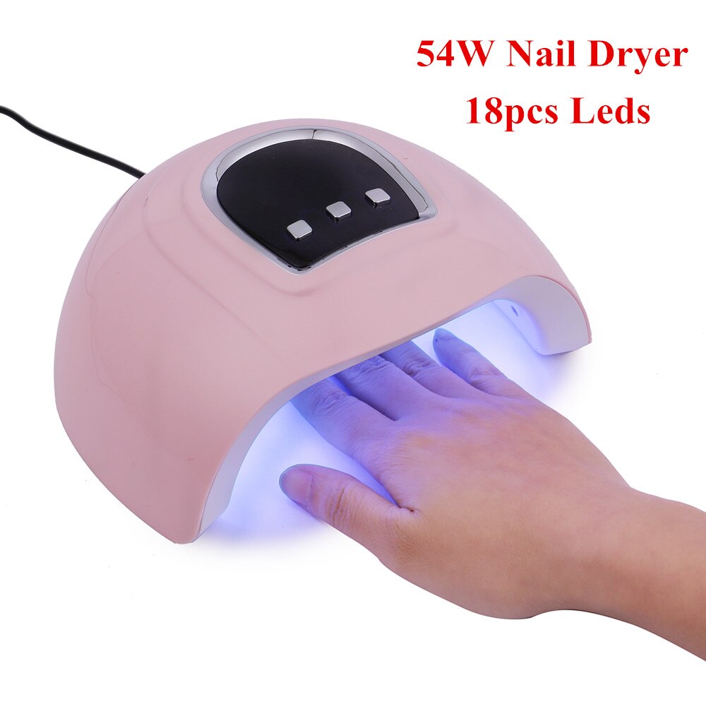 54W Roze UV LED Nagel Droger Curing Alle Gel Polish UV Lamp voor Manicure met LCD Display 30s /60 s/90 s Timer Nail Art USB Lamp