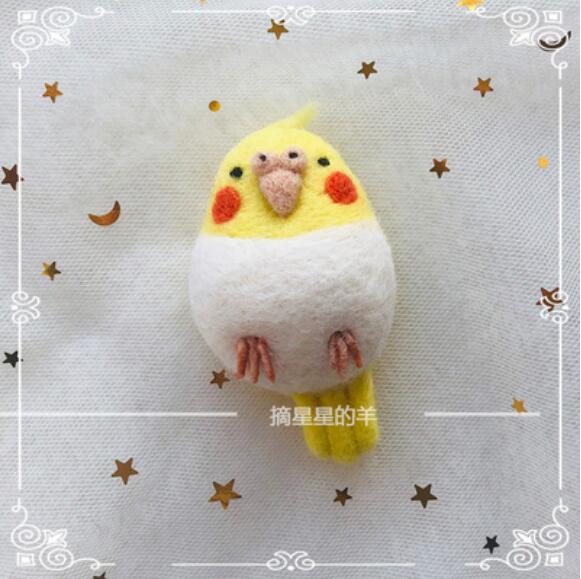 Sparrow parrot bird wool needlepoint kit wool felt needle felting keychain craft needlecraft DIY handmade: E