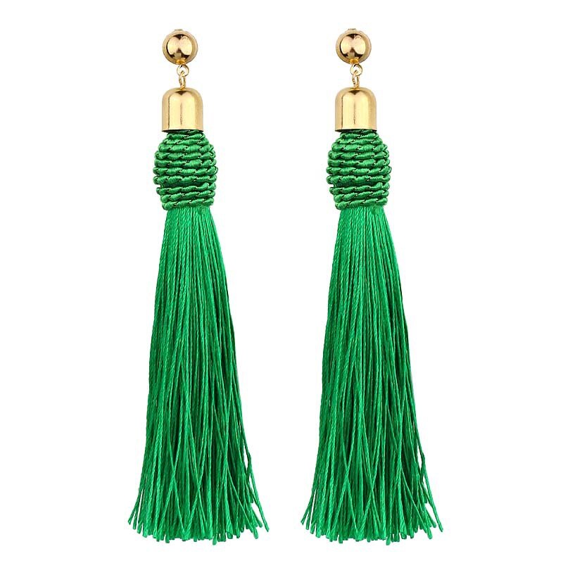 Bohemian Lange Tassel Dangle Oorbellen Voor Vrouwen Rood Zwart Zijde Verklaring Oorbel Etnische Mode-sieraden