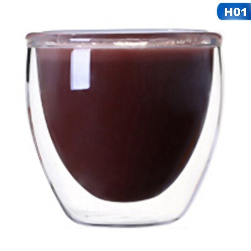 Varmebestandig dobbeltvægs glas kop 80/250/350ml øl krus te whiskyglas kopper drikkeglas vandflaske kaffekopper: H01