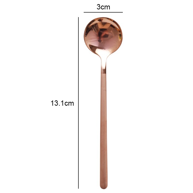 Kleine Ronde Fruit Yoghurt Lepel Mok Rvs Ronde Vorm Melk Koffie Lepels 1Pc: Rose gold short
