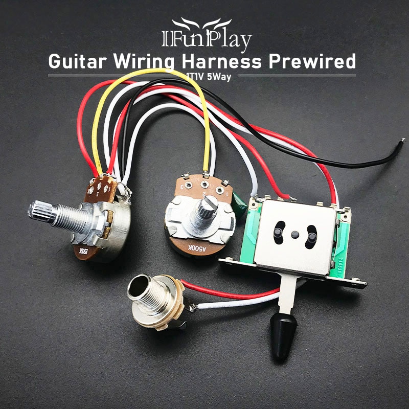 Electric Guitar Wiring Harness Prewired Kit A500k B500K 18mm Shaft Big Pots 3/5 Way Switch Volume Tone Control Wiring Harness