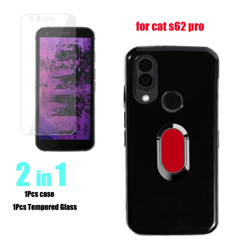 Coque en Silicone souple avec support d&#39;anneau magnétique, étui de Protection antichoc en verre trempé pour CAT S42 S62 Pro S42