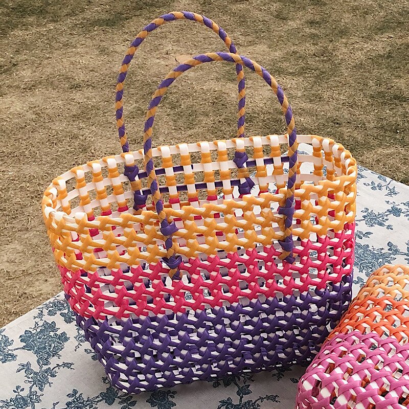 Sommer Tasche Frauen Neue Hand Gewebt Bote Tasche Hand Einzigen Schulter Tasche Hohl Gemüse Korb lässig Reise Strand tasche: 11
