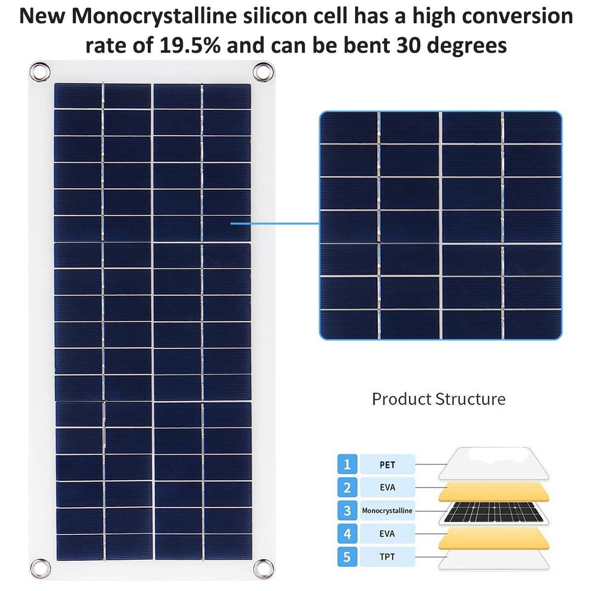 Panel Solar Flexible de 12/24V, 30W/50W, controlador 10A-30A, cargador de coche para RV, barco, pantalla LCD, controlador de carga de Panel Solar PWM
