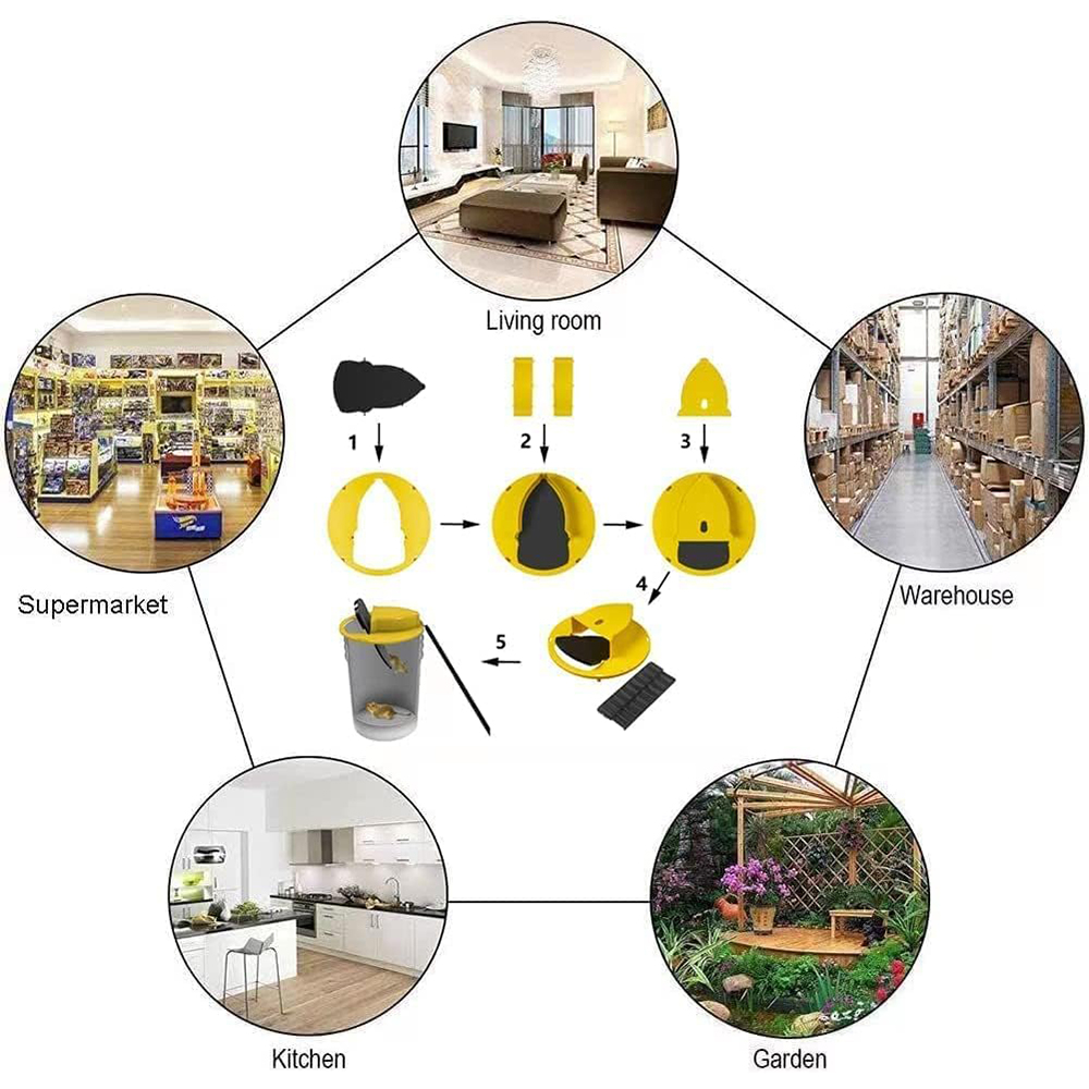Bucket Lid Mouse Trap Trapdoor Style Upgraded Indoor and Outdoor Rat Slip and Trip Reusable 5 Gallon No Bucket