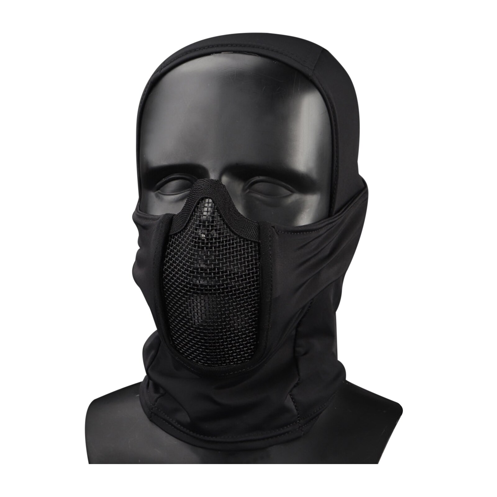 Wosport cs respirável elástico tático cabeça capa com malha de aço-cp preto: Black