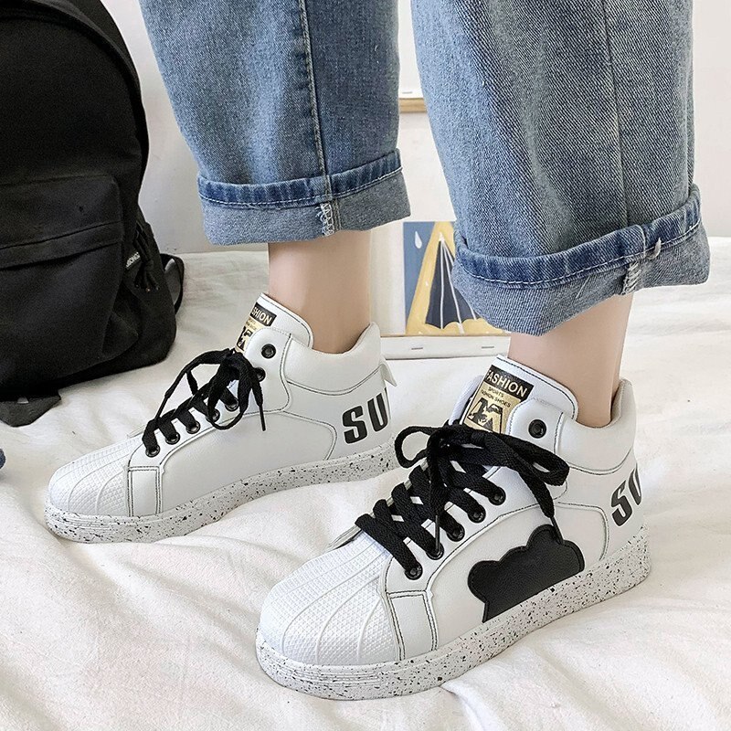Zapatillas con plataforma para mujer, Tenis femeninos informales, color blanco, , Primavera,