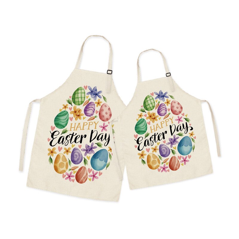 2022 Easter Family Matching Aprons Spring Floral Mom and Me Girl Lady Household for Kitchen Waterproof Baking: style 1