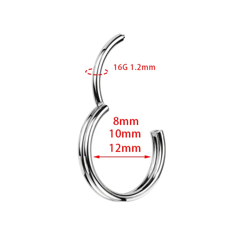 ASTM F136 Titanium 16G Dubbellaags Zirkoon Neus Clicker Segment Clicker Ring Helix Kraakbeen Neusring Piercing Lichaam sieraden