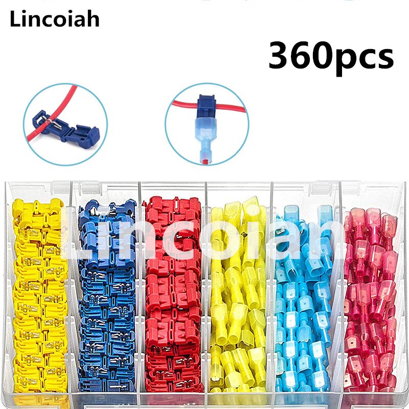 Conectores t-tap, autopelado, empalme rápido, terminales de Cable eléctrico con aislamiento, desconexión, bloqueo de pala, alicates de crimpado de Cable, HS-40J: 360pcs(180set) Box