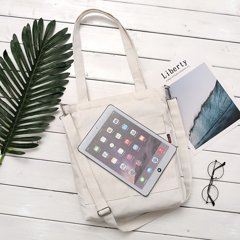 Zachte Canvas Tas Grote Capaciteit Vrouwen Boodschappentas Casual Hasp Dames Een Schouder Tassen Vrouwen Handtassen