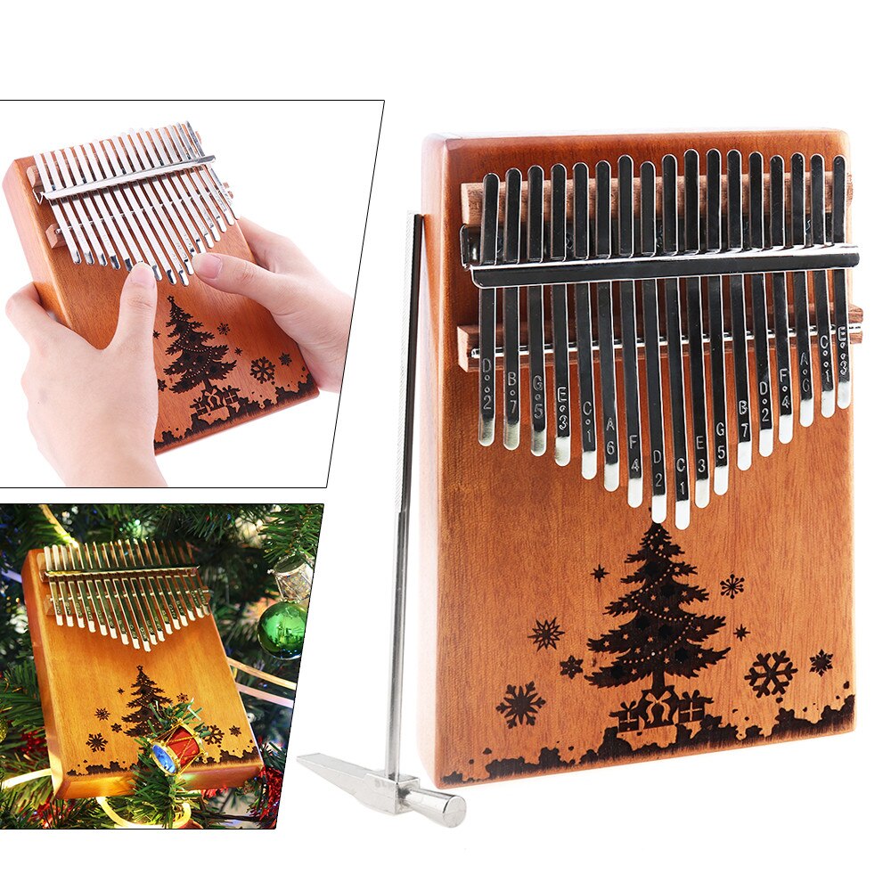 Kalimba de 17 teclas, árbol de Navidad, agujero de sonido, tablero individual de caoba, Piano de pulgar, Mini teclado Natural, instrumento, de Navidad