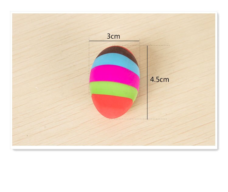 1 Uds. De gomas de huevo Kawaii de colores a rayas del arco iris para borrar de lápices, goma de estudiante de escuela para niños, papelería de corrección de dibujo