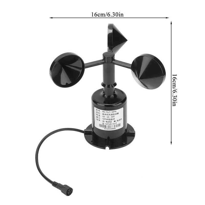 Transmisor de velocidad del viento de 0-70 m/s, 5-30V CC, Sensor de velocidad del viento, salida de señal ambiental, tipo de pulso, Tres tazas