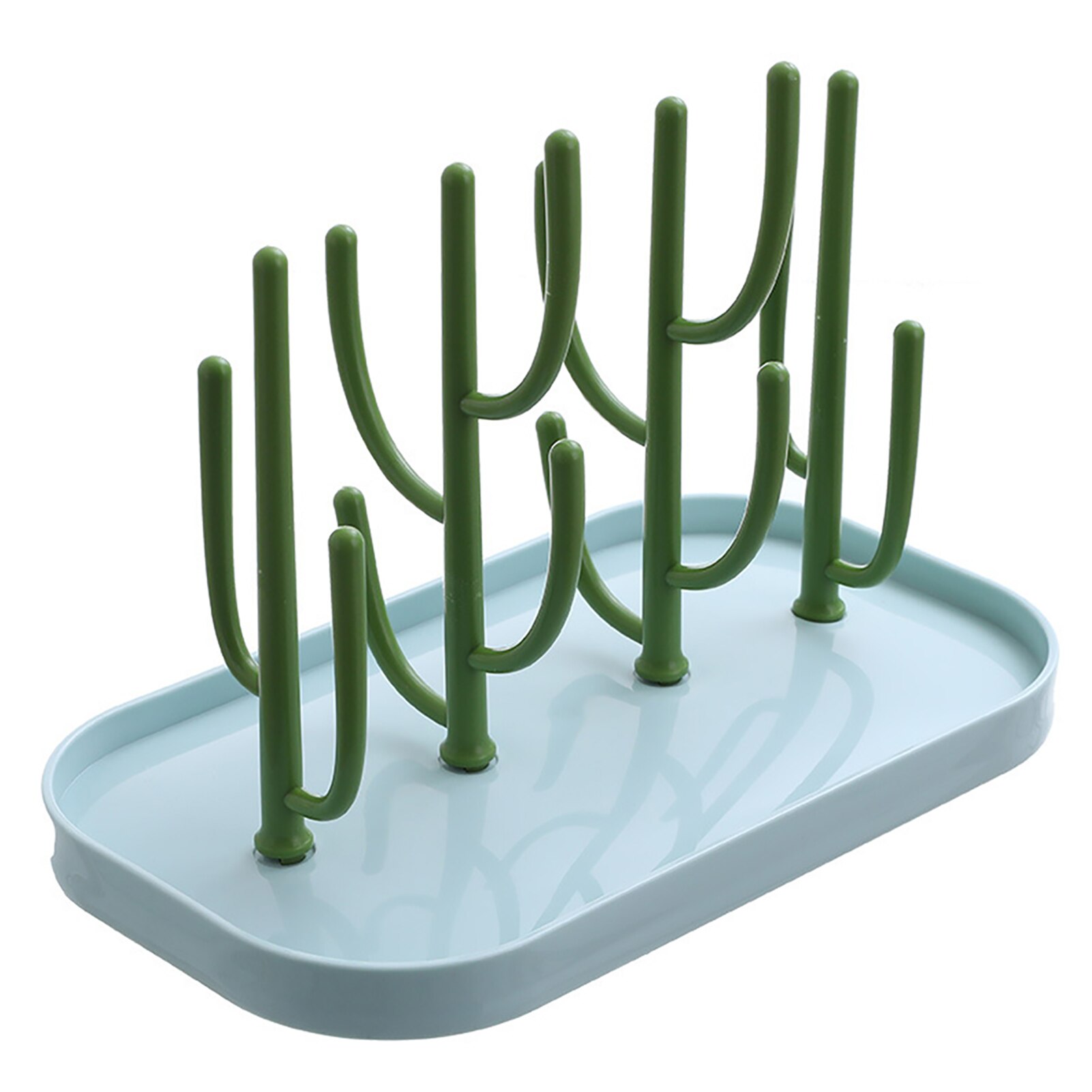 Etendoir Cactus forme multifonctionnel gain de place salle de bain rangement comptoir de cuisine ABS Simple support de verre maison Drain: Bleu