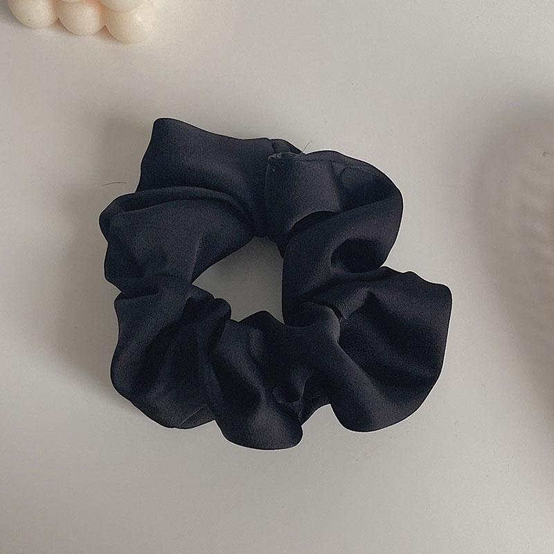 Scrunchies de seda para el cabello para mujer, coletero elástico, banda para el cabello de seda satinada, lazos para el cabello de Color sólido, accesorios para el cabello, cuerda para el cabello: Negro