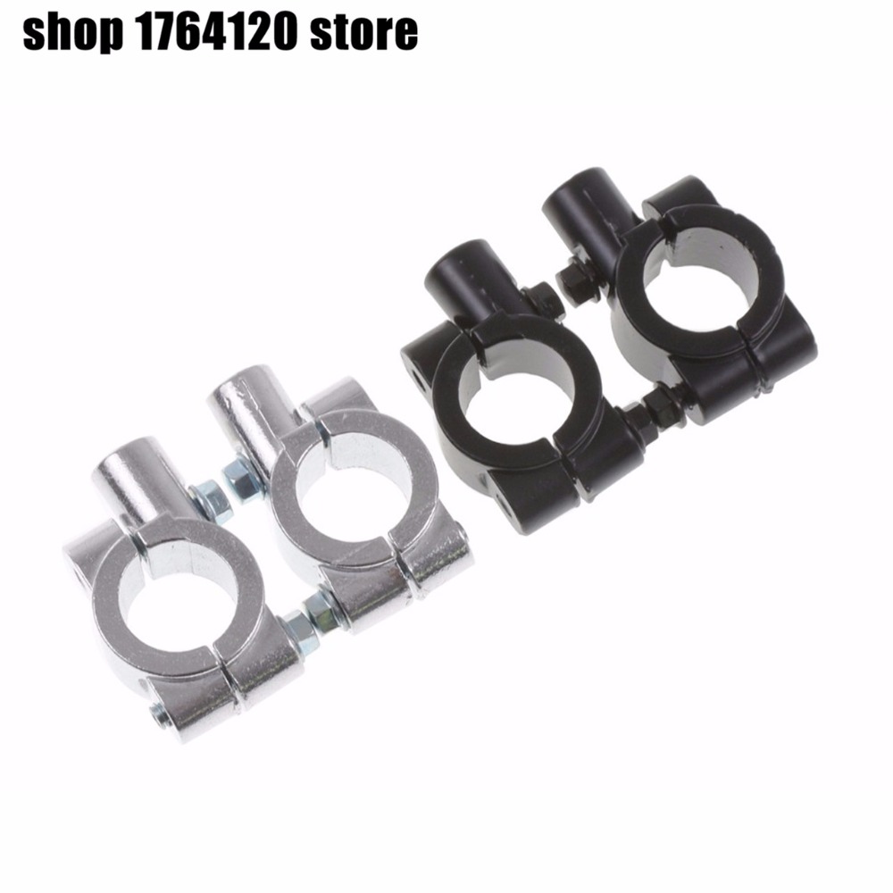 Motorcycle HandleBar Mirror Mount Clamp Rear View Mirror Side Holder Bracket 2pcs 22mm 10mm 8mm 10mm 25mm Black Chrome Bracket
