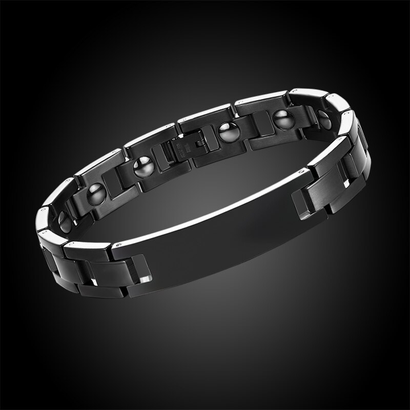 Männer Kreuz Bibel Gesundheit Gleichgewicht Energie Armbinde Hologramm Therapie Magnetische Therapie Heilung Edelstahl Schwarz Armreif Schmuck