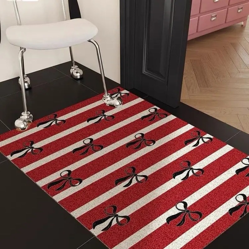 Bow Striped Carpet Girls Room Decoration Coil Rug Bedroom Decoration Simple Generous Bathroom Kitchen Balcony Anti Slip Mat