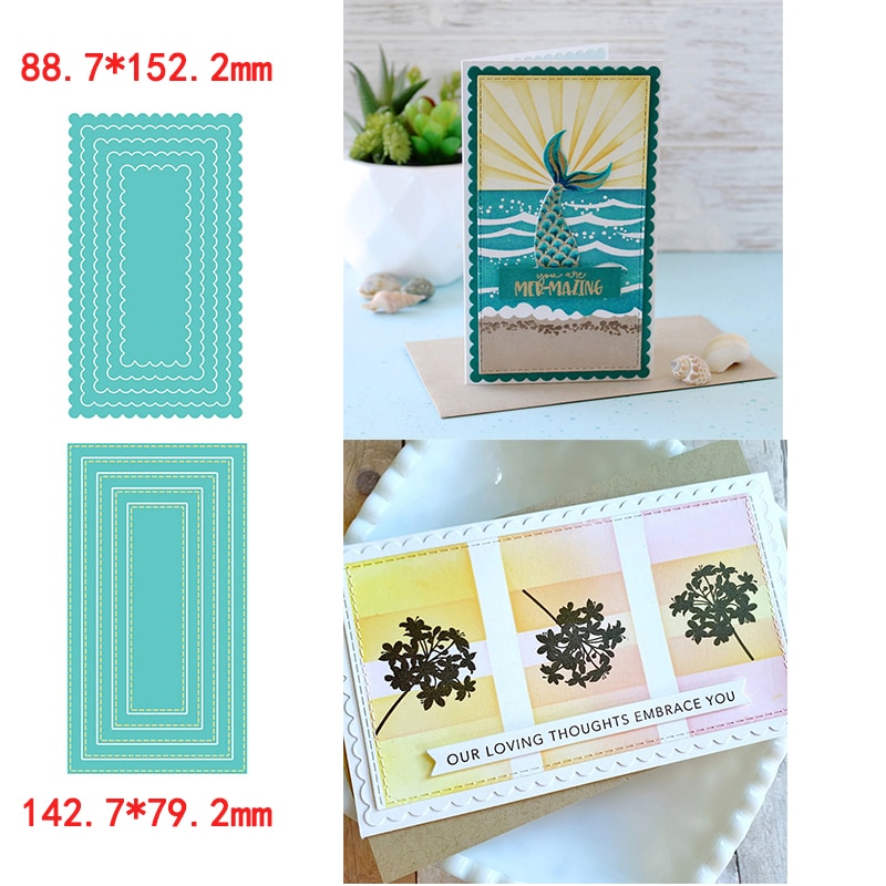 Rectangular Framelits Mini Slimline Wavy Metal Cutting Dies Scrapbooking Album Paper DIY Cards Crafts Embossing Die