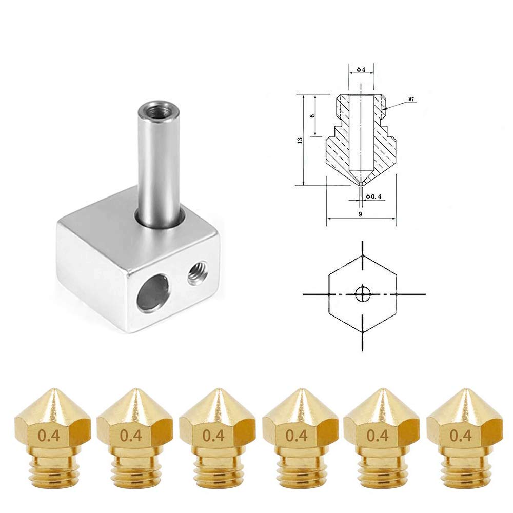 MK10 M7 Nozzle Voor 3D Printer, 20 Stuks Messing Extruder Hoofd Hotend Nozzles 0.4 Mm, fit 1.75 Mm Filament Wanhao Dupicator D4/I3/Dremel