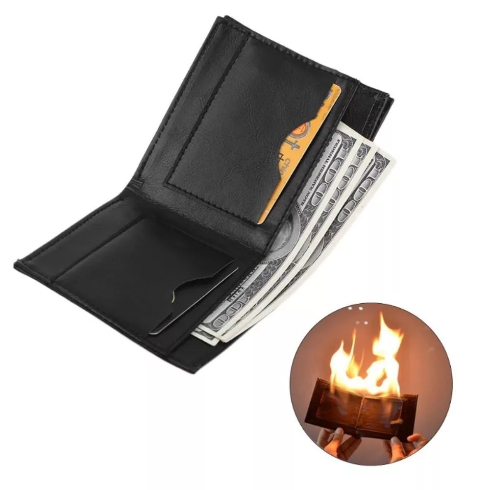 Novelty Flame Wallet For Women Men Street Perform Magician Wallet Prop Bar Illusion Stage Show Trick Prop Storage Wallet Toy