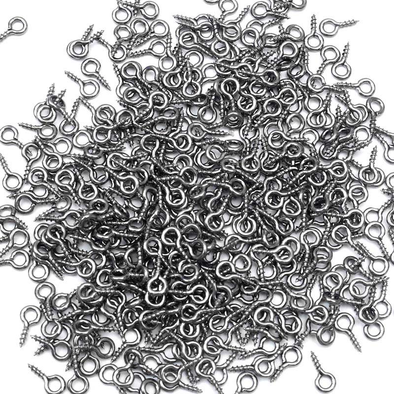 Ganchos con rosca para hacer bisutería, Mini pasadores pequeños de 8x4mm, 500 piezas, ojales, tornillos, cierres dorados, accesorios de joyería: Gun Black / 10x5mm-approx 500pcs