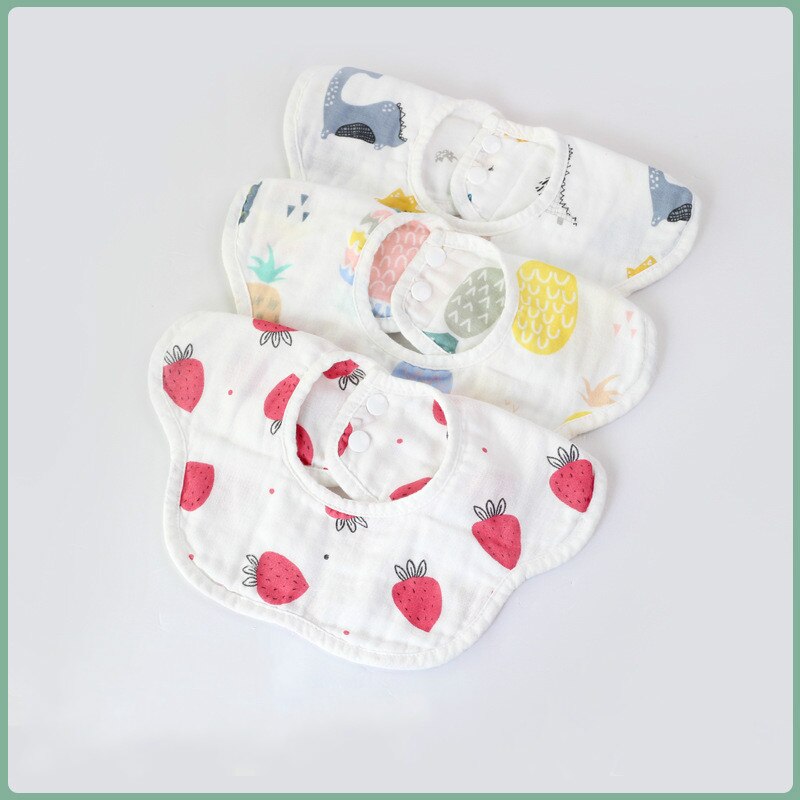 Cartoon Kinderen Slabbetjes 360 Roterende Bloemblaadje Bib Vier-Layer Mousseline Katoenen Baby Speeksel Slabbetjes Voeden Zorg Rijst Zak Leuke baby Slabbetjes