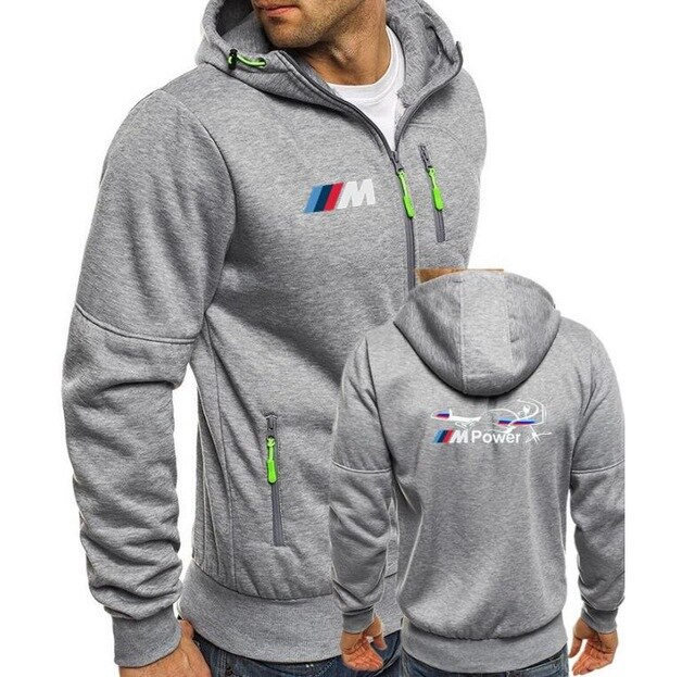 Mannen Truien Trainingspak Motorsport Power Print Herfst Winter Trekkoord Capuchon Sweatshirt Lange Mouwen Zip Slanke Jas Mannelijke JacketP: 2 / S