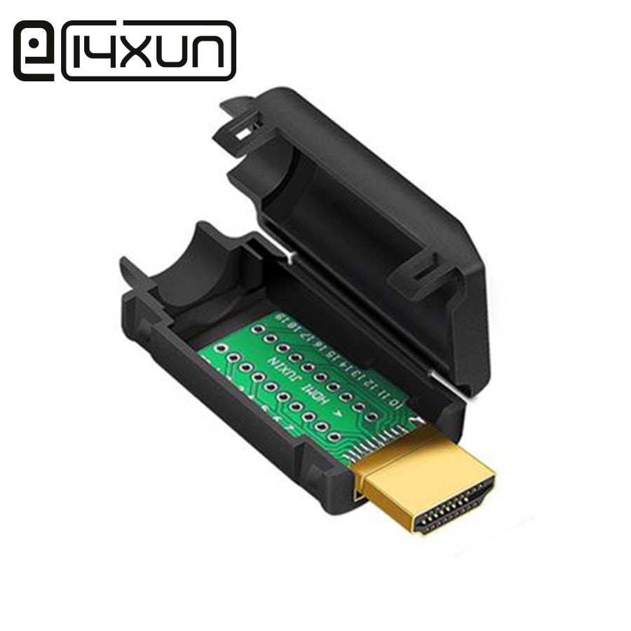 EClyxun 1pcs DIY Standaard HDMI Lassen Mannelijke Jack Plug 19 Pins Kabel Connector 19 + 1 vergulde reparatie Plug met Plastic shell