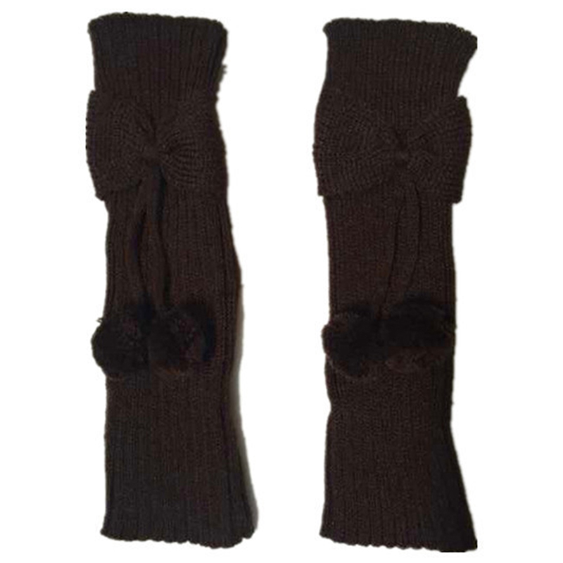 Scaldamuscoli Bowknot per bambini invernali per bambini maniche a pompon lavorate a maglia coprigambe moda ginocchiere per bambini: Coffee