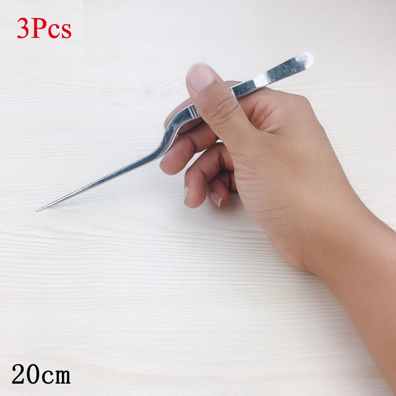3 pinzas unids/set fórceps Atraumatic pinza angulada herramienta de acero inoxidable pinzas curvas removedor de pestañas limpiador pinzas artesanales: 3Pcs x 20cm