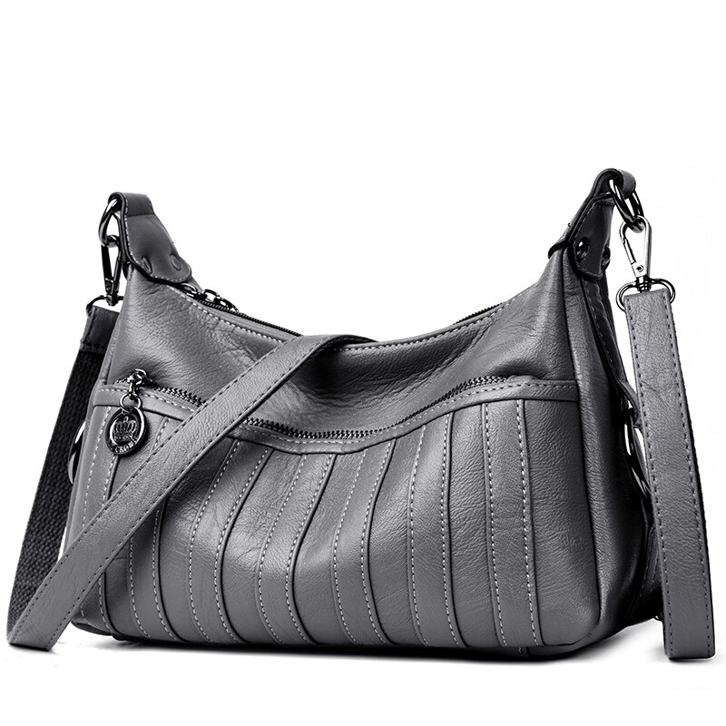 Vrouwen Bag Lederen Pu Vrouwen Handtassen Mode Streep Vrouwen Schouder Crossbody Tassen Vrouwen Messenger Bag: Grijs