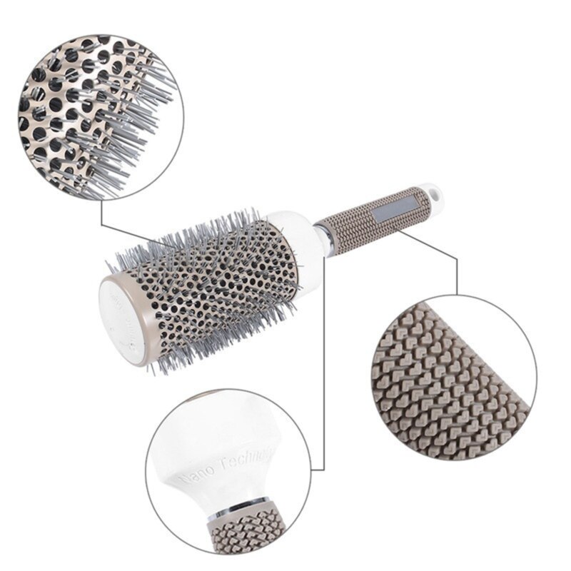Brosse à cheveux ionique Nano thermique résistant aux hautes températures baril rond peigne Salon de coiffure séchage accessoires de bouclage