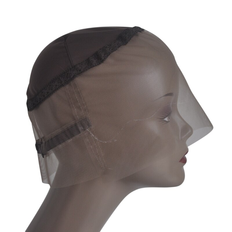 Perruque Full Lace Wig 360 marron, bonnet en dentelle suisse faite à la main avec bretelles réglables, pour fabrication de perruque 360
