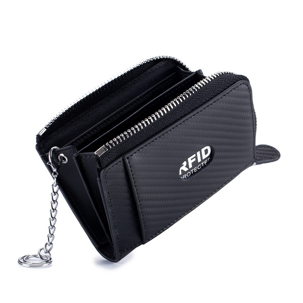 Visitekaartje Case Rfid Portemonnee Voor Creditcards Tas Vrouwen Portefeuilles Split Lederen Kleine Kaart Tas Vrouw Mini Portemonnee Id kaarthouder: Black