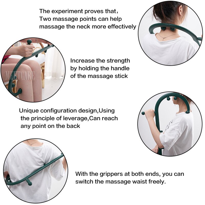 Self-Massage Tool Deep Pressure Trigger Point Massager Stick Hook Body Muscle Relief Thera Cane Back Massager Therapiutic Tools
