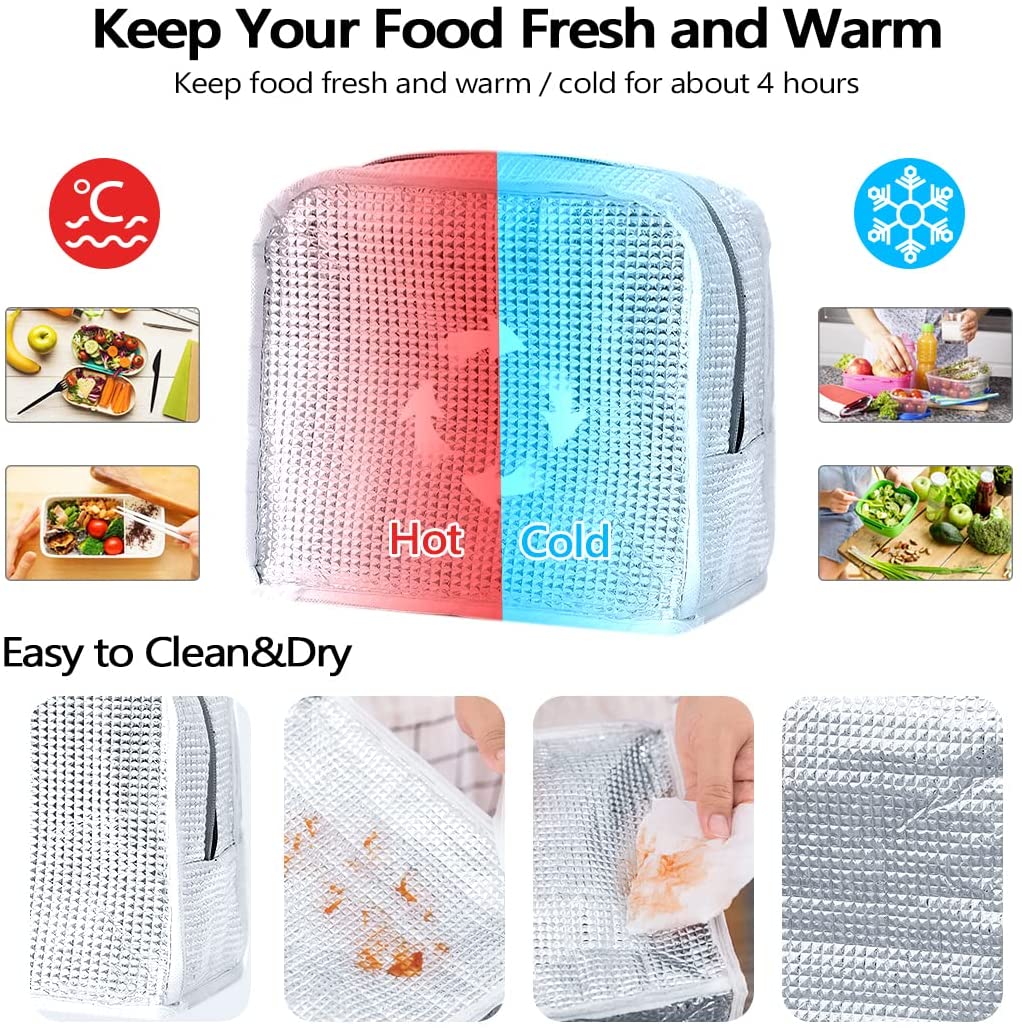 Borsa Termica Per Pranzo Isotermica - Con Tasca Laterale E Anteriore, 27x23x9 Cm, Colore Baby Blu - 2