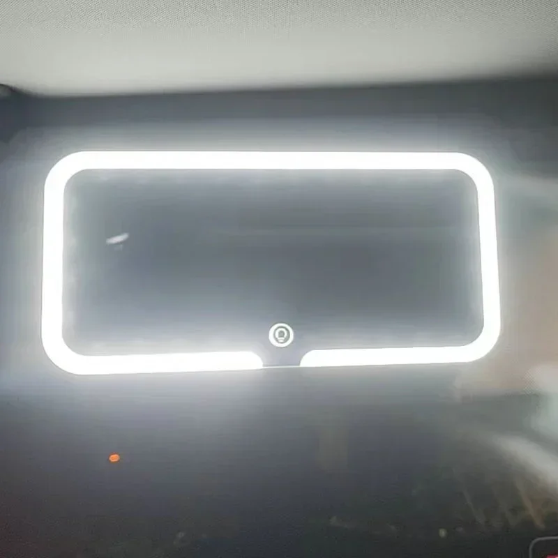 espejo LED de maquillaje para coche, parasol HD, espejo colgante de maquillaje, carga automática, espejo cosmético, pantalla táctil, luz regulable