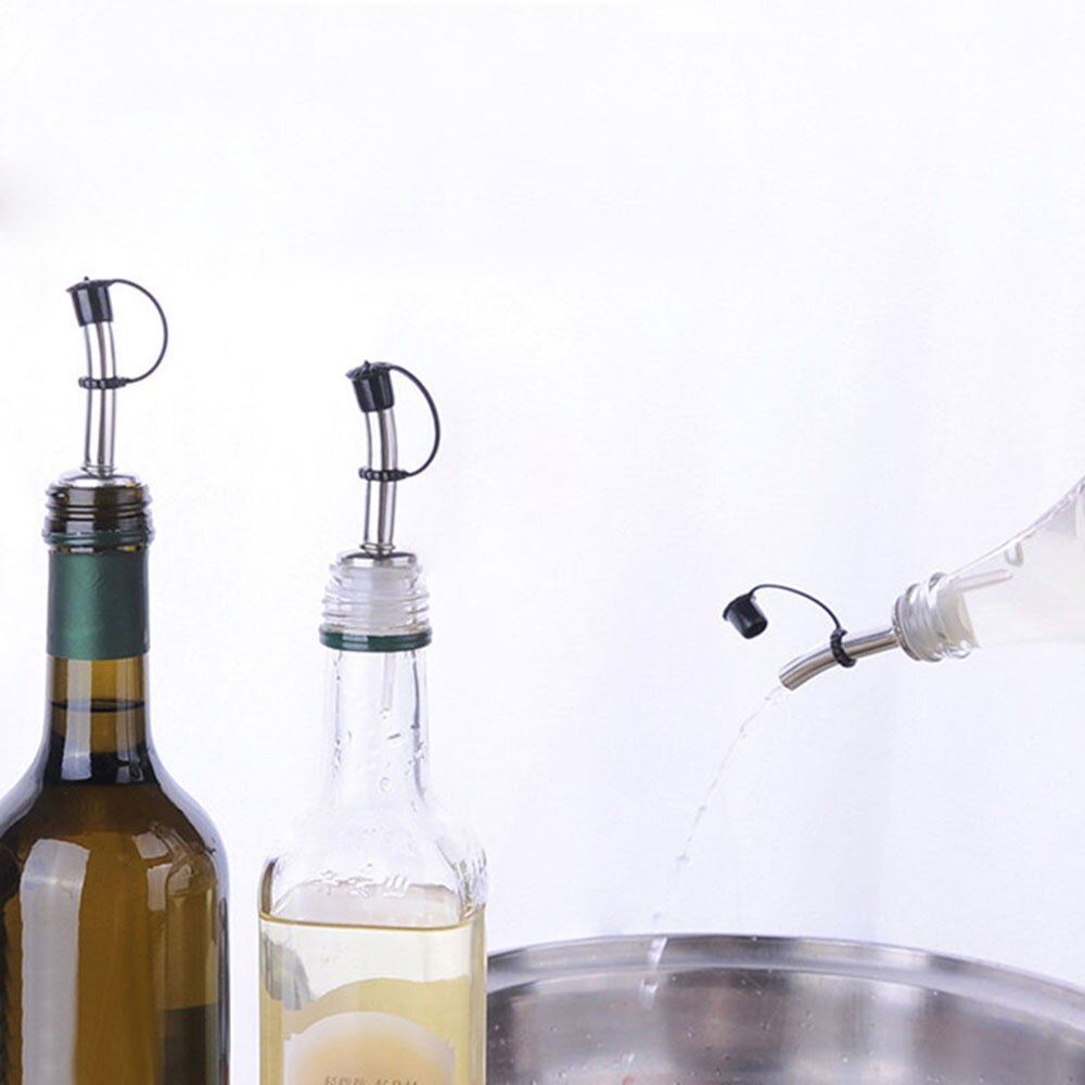 1 stk rustfrit stål olieflaske mund med prop vin gryde flaske kork prop hældebeholder oliven hælde dispenser
