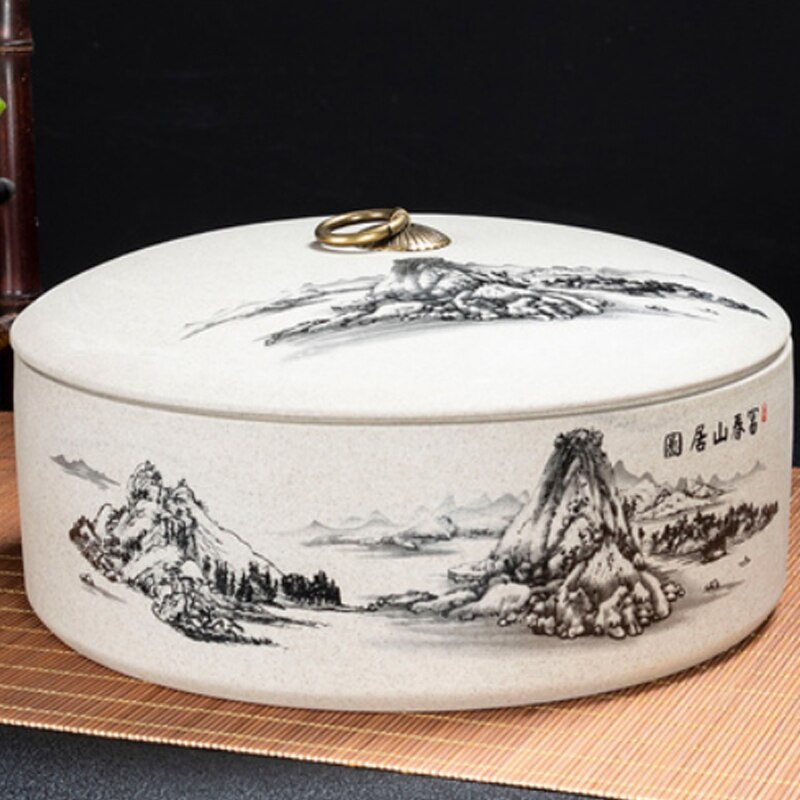 Tea Box Storage Kitchen Puer Biscuit Ceramic Jar Seal Storage Holder Sweetmeats Candies Can Teaware Tea Caddies Tin Containers: B